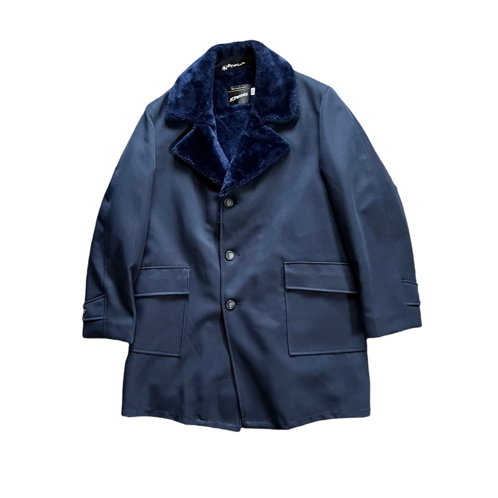 JCPenney True VTG Classy Button Down Navy Blue Heavy Winter Coat Jacket EUC 44L
